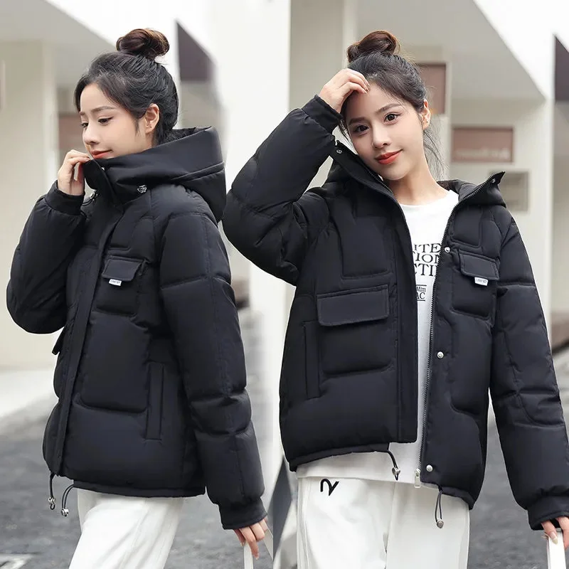 Down Padded Cotton Jacket Women's 2022 Hot Style New Korean Loose Padded Jacket Thick Warm Coat Hooded Winter Jacket White Pink