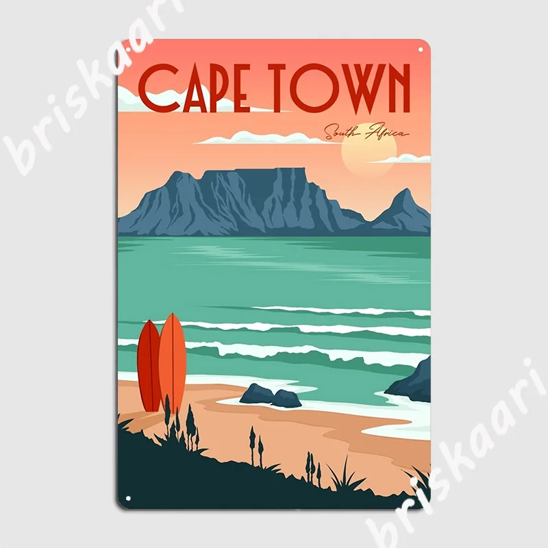 Винтажный художественный плакат с изображением стола и гор в кейптане, Южная Африка, металлический плакат для кинотеатра, гаража, Настенный декор, пещера, паб, печать