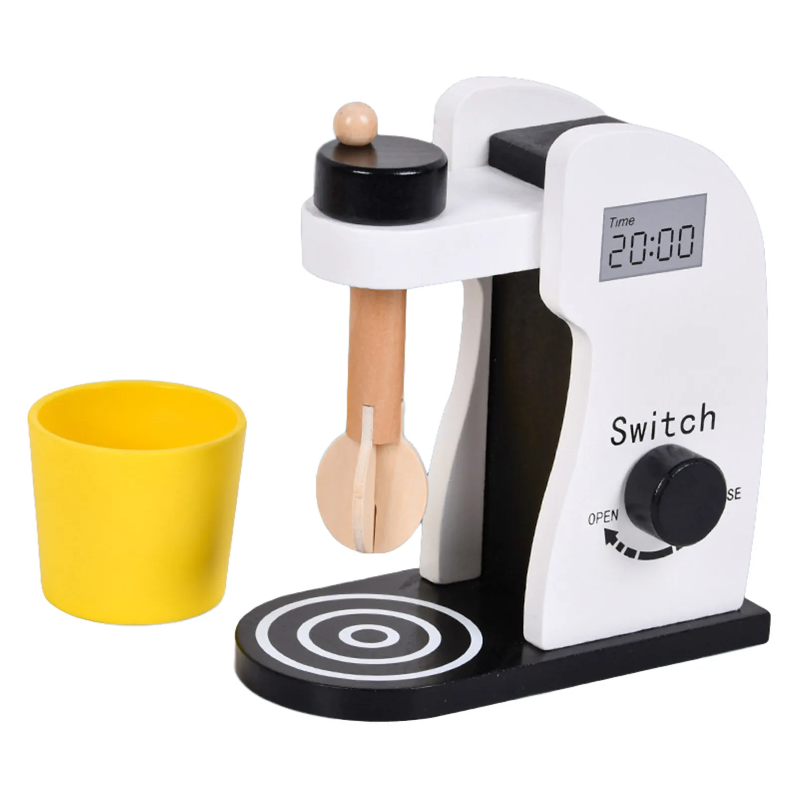 

Wooden Kitchen Pretend Play Toy Simulation Wooden Coffee Machine Food Mixer Machine With Stirring Bowl Role Play Toy For Kids