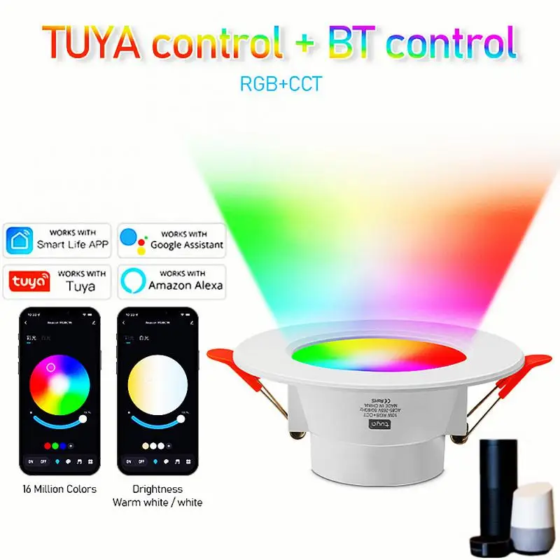 

Tuya Bluetooth Spot LED,Smart Home RGB Dimmable Downlight 220V Voice Remote Control Smart Life App,Work With Alexa Google Home