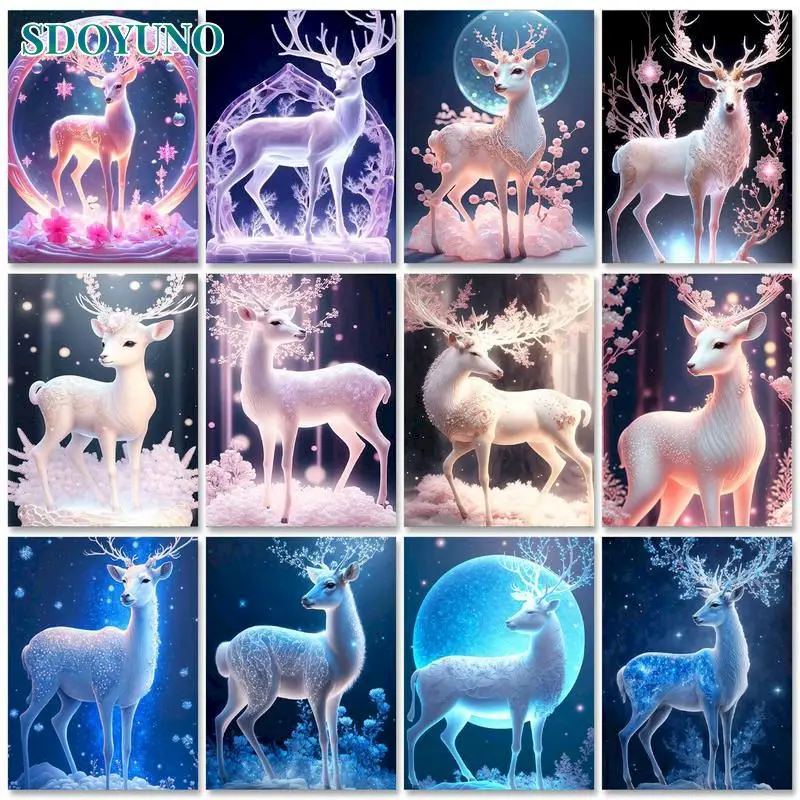 

SDOYUNO 60x75cm Painting By Numbers For Adults Deers Paint By Number Animals DIY Gift Unique HandPainted Home Wall Art Decors