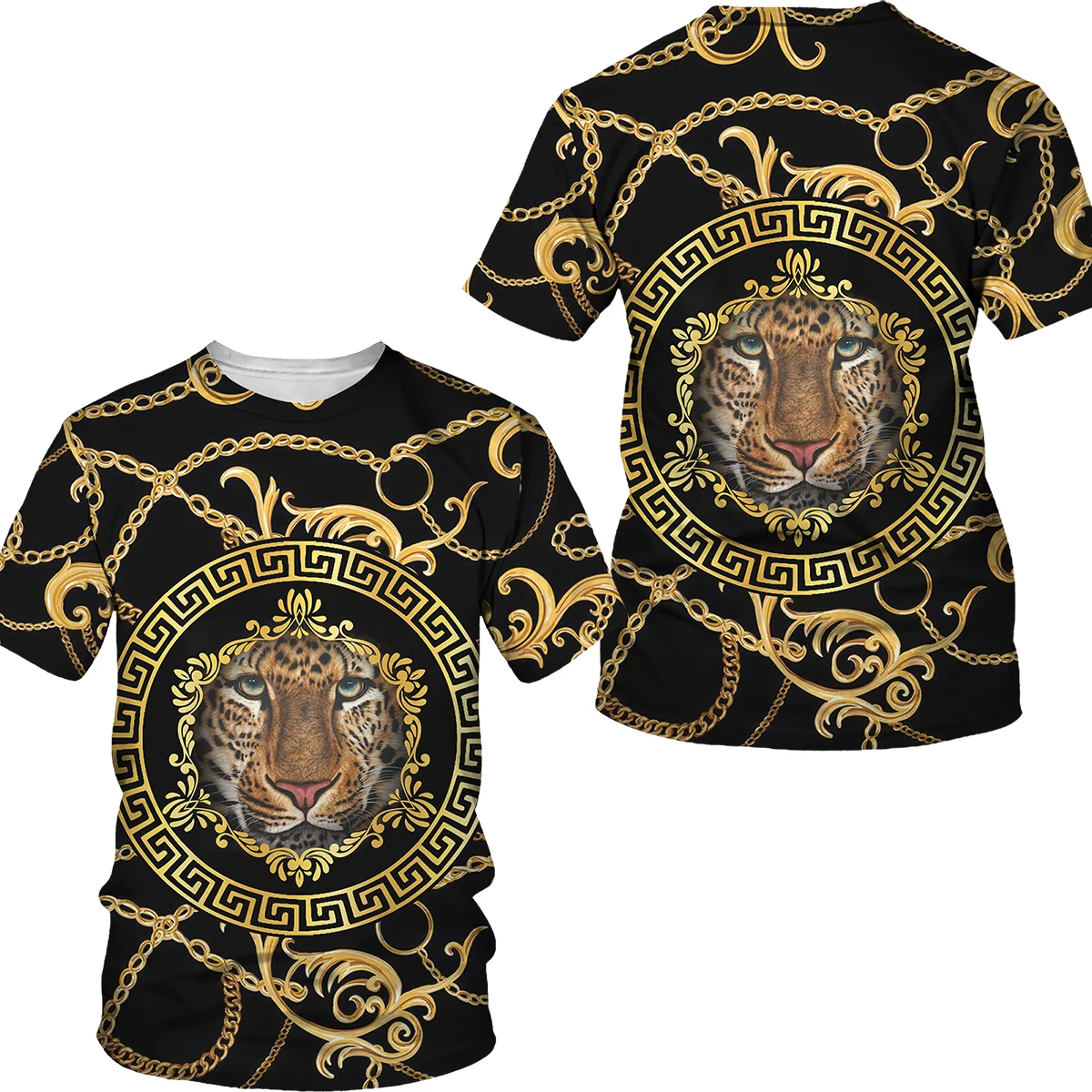 2023 Summer New Lion Head Pattern 3d Printing T-shirt Fashion Men's Street Casual Sports Shirt Men's O-neck Oversized T-shirt
