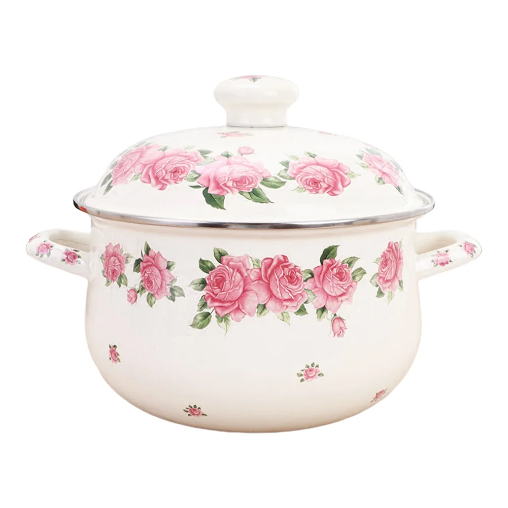 

Pot Stew Soup Enamel Bowl Stock Ceramic Casserole Cooking Nonstick Kitchenpots Home Lidserving Noodle Enamelware Bowls Steam