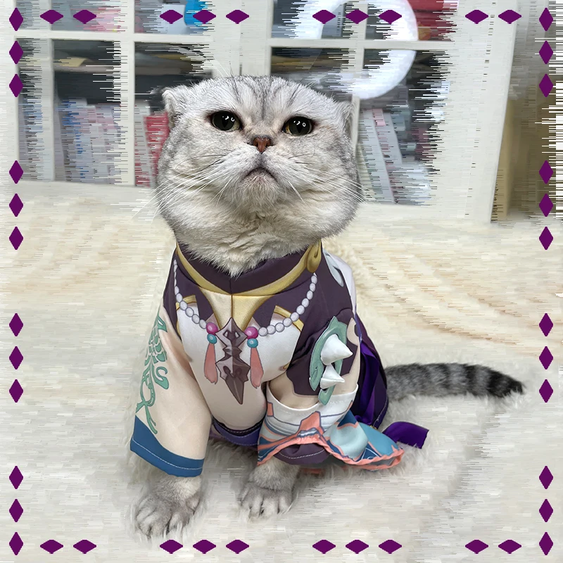

Лидер продаж, аниме Genshin, одежда для домашних животных, COS Xiao одежда для домашних питомцев; Кошки loli, костюм для собаки, ветер, глаз Бога, наряд
