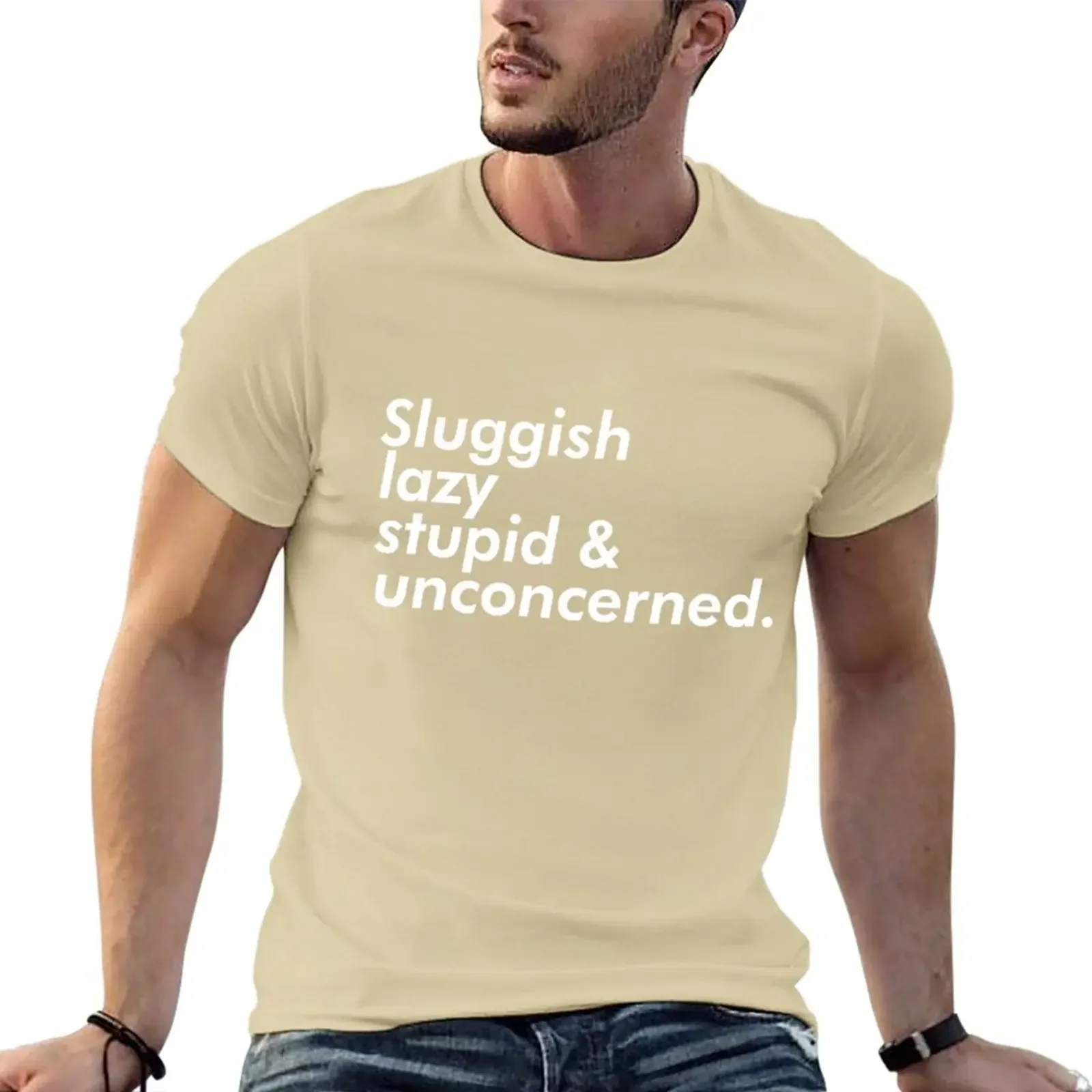 Новинка лета 2024 Мужская футболка в эстетическом стиле с тупым ленивым и не
