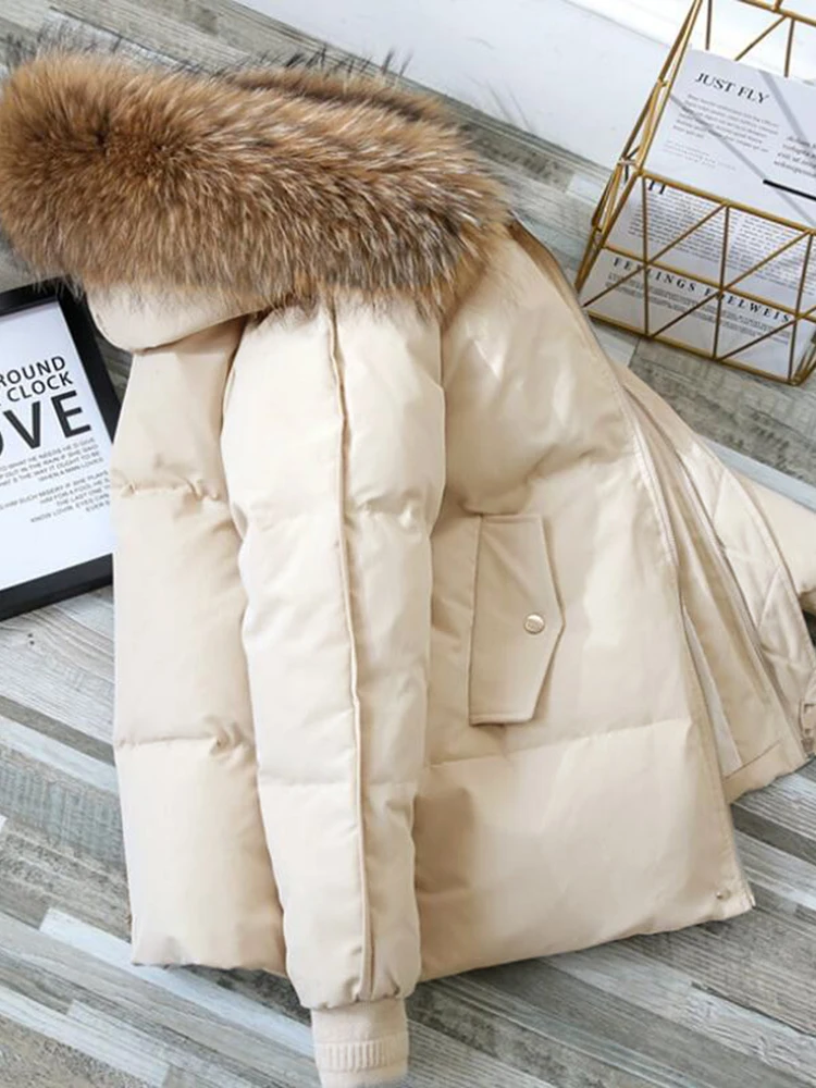 Зимняя пуховая куртка женские парки большого размера с капюшоном однотонные