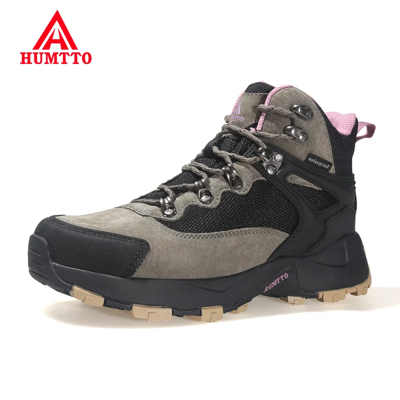 HUMTTO Waterproof Hiking Shoes for Women Winter Outdoor Climbing Trekking Sneakers Woman Leather Sport Safety Work Boots Womens