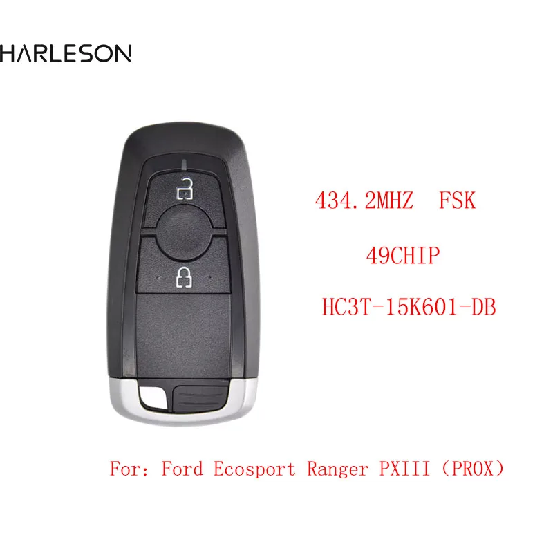 HC3T-15K601-DB FSK 2 Buttons Smart Keyless Entry Car Key 433MHz For 2017 2018 2019 2020 Ford Ecosport Ranger PXIII PROX