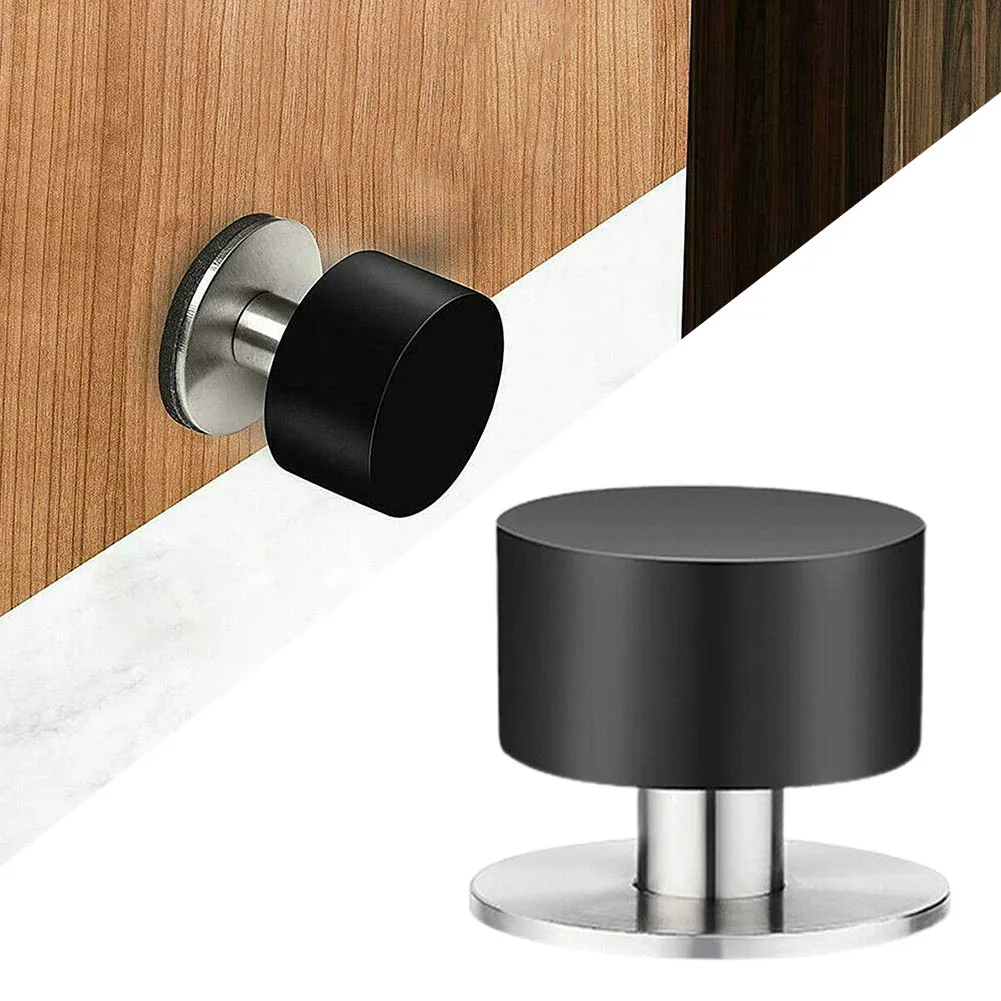 

Punch-free Door Stopper Stainless Steel Stop Round Rubber Floor Protector Self Adhesive Wall Protectors Floor Nail-free Doorstop