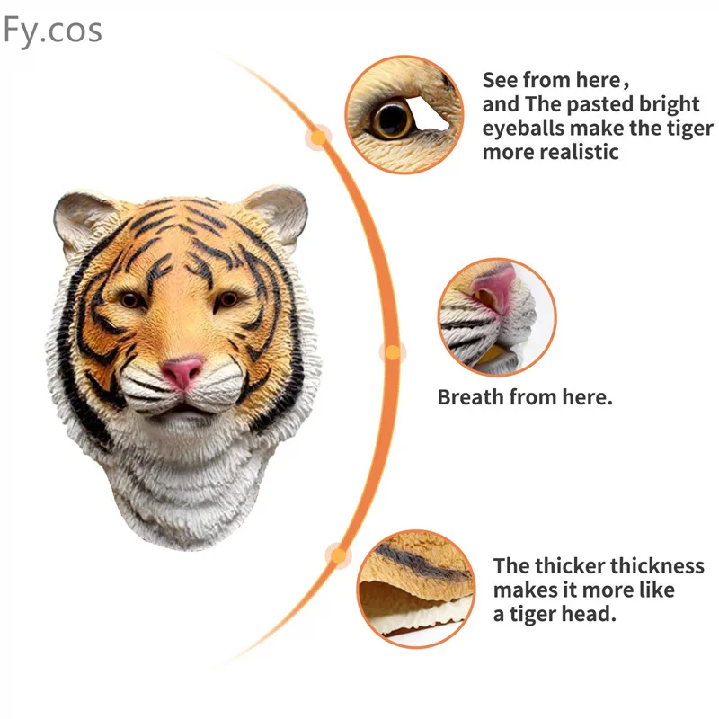 Маска Тигровая Мужская для косплея на Хэллоуин латексная тушь ресниц с животными