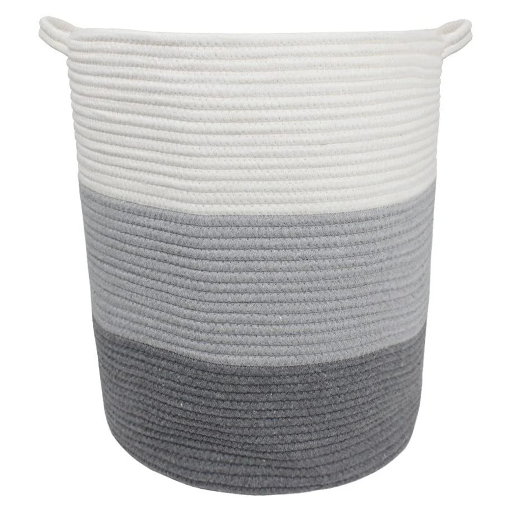 

Large Storage Basket with Handle Cotton Rope Basket Toy Storage Organizer Laundry Hamper Woven Basket Toy Storage Bin