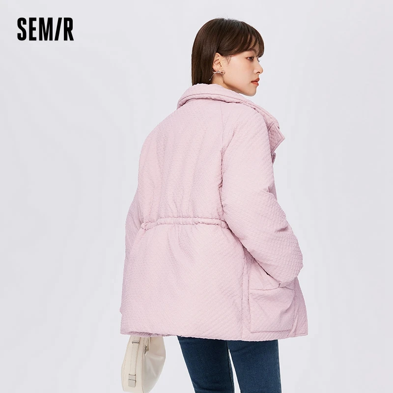 Пальто Semir женское хлопковое с бантом маленькое приятное текстурное пальто