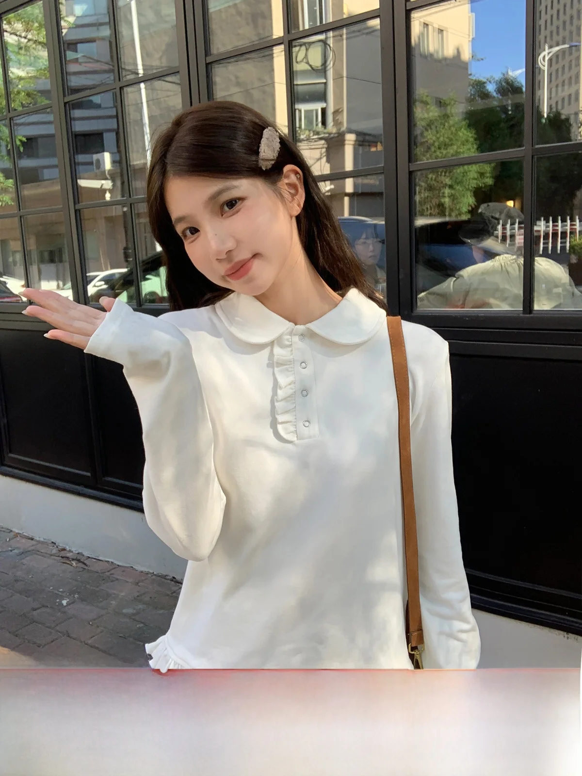 Белая рубашка с длинными рукавами Cheese Rabbit женская дизайнерская лоскутная