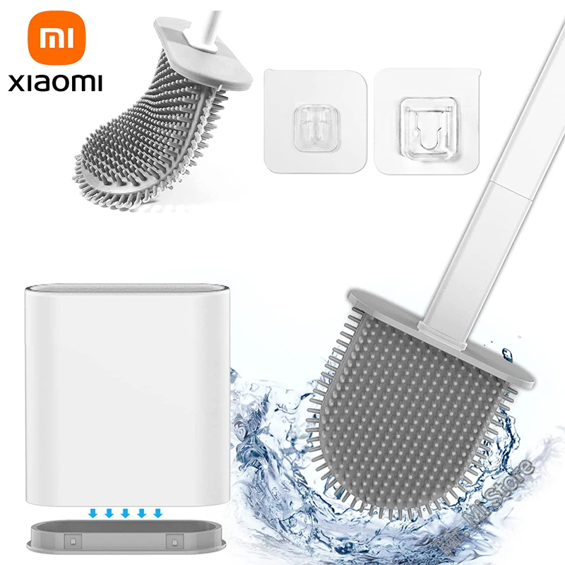 

Xiaomi Youpin Toilet Brush Water Leak Proof with Base TPR Wc Flat Head Flexible Soft Bristles Brush with Quick Drying Holder Set