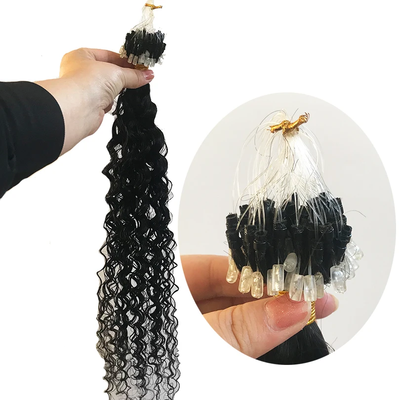 Extensões do Cabelo do Grânulo Micro Cabelo Humano Strand Malaio Remy Laço Anel Cor Natural 8-30 Polegada 1g –