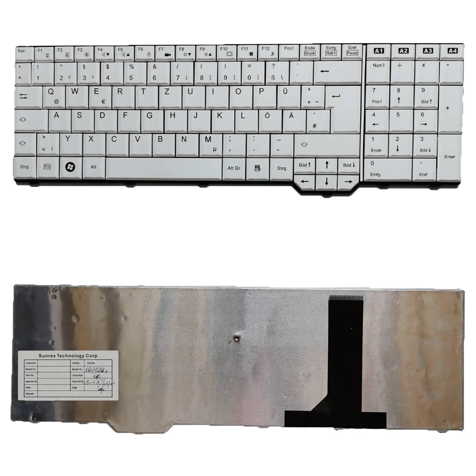 Немецкая клавиатура Qwertz для Fujitsu Pi3625 Li3710 Fic MY071D 90.4h907.s0g, белая