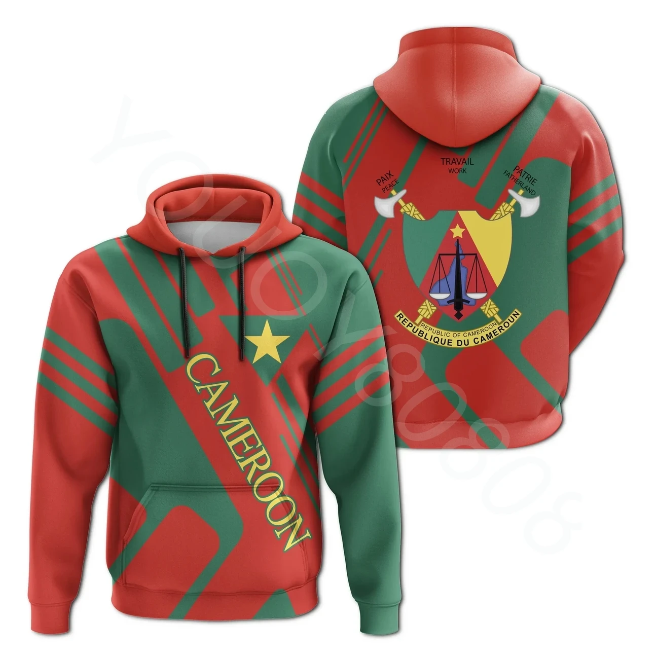 

Spring Autumn New Togo Cameroon Hoodie - Rocky Style African Zone Clothing Men's Zip Hoodie Retro Harajuku Sportswear Clothing