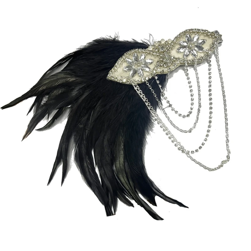 

Feathers Headbands Womens Sequins Hairbands Headpiece Festival Headdress Props Dropship