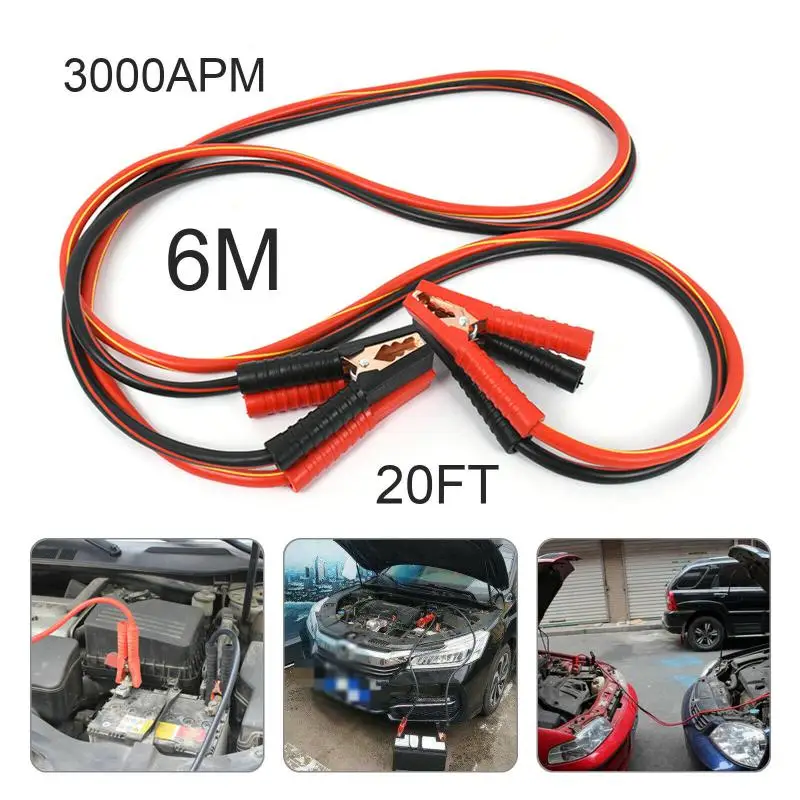 

0 Gauge Jumper Leads Emergency Start Line Portable Universal Booster Cables 3000amp Car Van Clamps For Car Suv Truck
