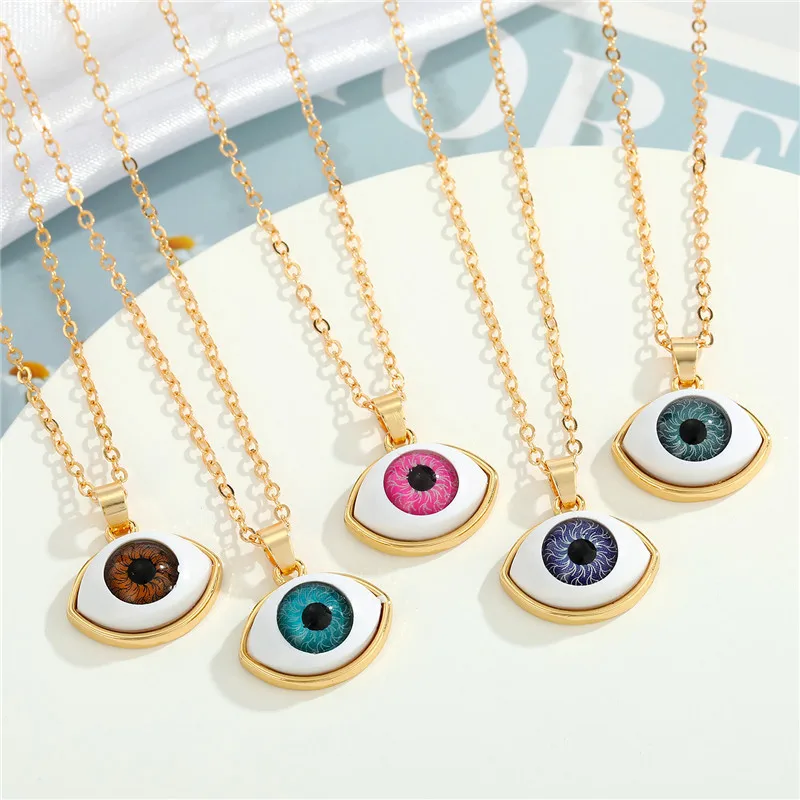 

Evil Eye Pendant Necklaces For Women Gift Jewelry Colored Turkish Blue Eye Clavicle Chain Necklace