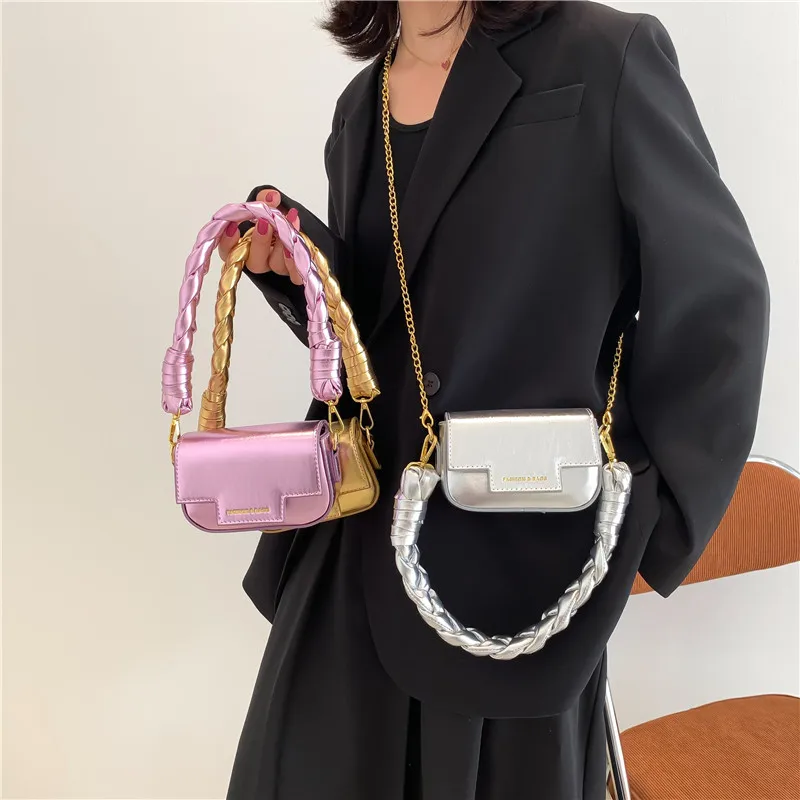 

Sweet and Cool Hot Girl Crossbody Bags for Women Mini Shiny Pu Leather Bags Luxury Handbags Chain Purses and Handbags