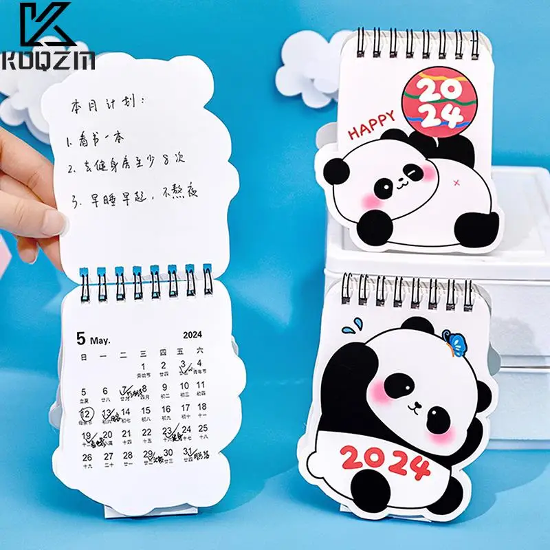 

2024 милый мини-календарь с мультипликационным рисунком панды, настольный декор, креативный календарь, ежедневник, планировщик, органайзер для расписания на год, подарки
