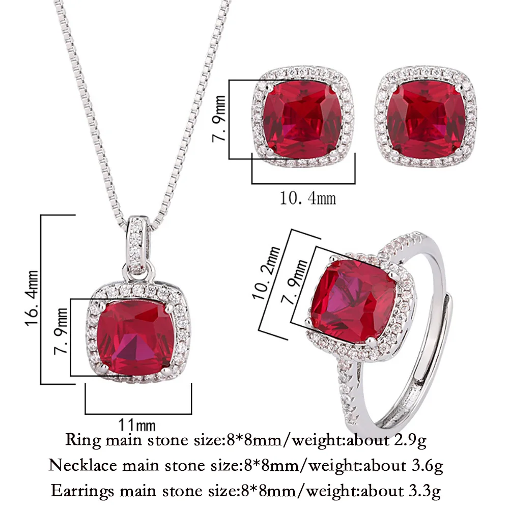 Подвески в стиле ретро 8*8 мм рубиновое ожерелье с драгоценными камнями кулон