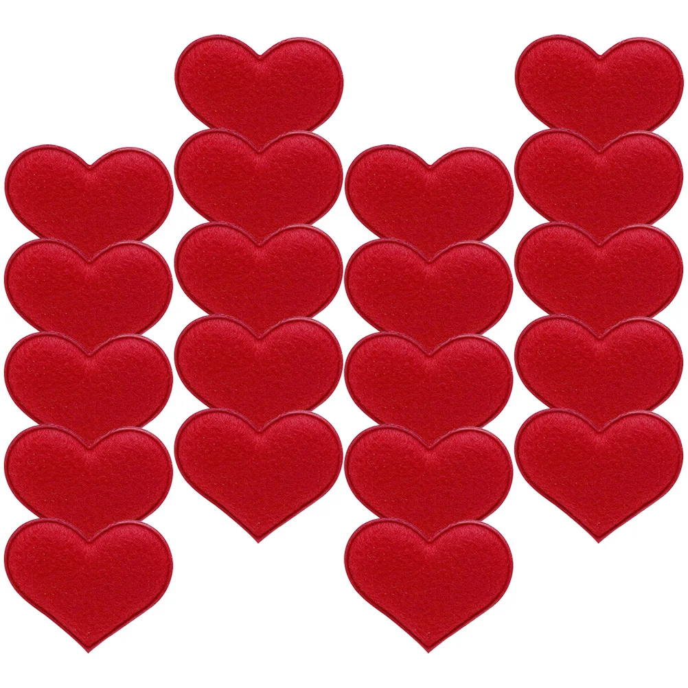 

50 Pcs Fabric Mini Patches Heart Embellishments Barrettes Felt Pads Embroidered Applique Stickers