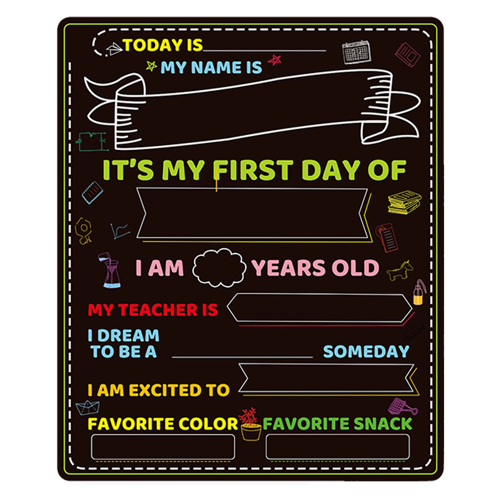 

First Day Of School Board Double-Sided Back To School Signs First And Last Day 10 X 12 Reusable 1st Day Of School Chalkboard