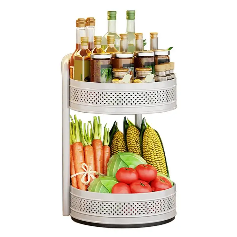 

Turntable Spice Rack Organizer Metal Steel Lazy Susans Organizer 2 Tier Height Adjustable Kitchen Spice Rack Removable Spice