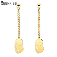 qeenkiss eg8169 fine jewelry wholesale fashion woman girl wedding birthday gift face chain titanium stainles steel stud earrings