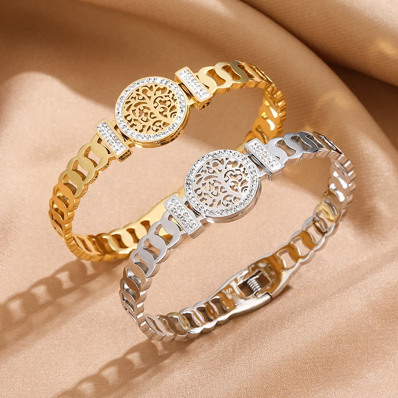 

Trendy Stainless Steel Bangle Tree Of Life