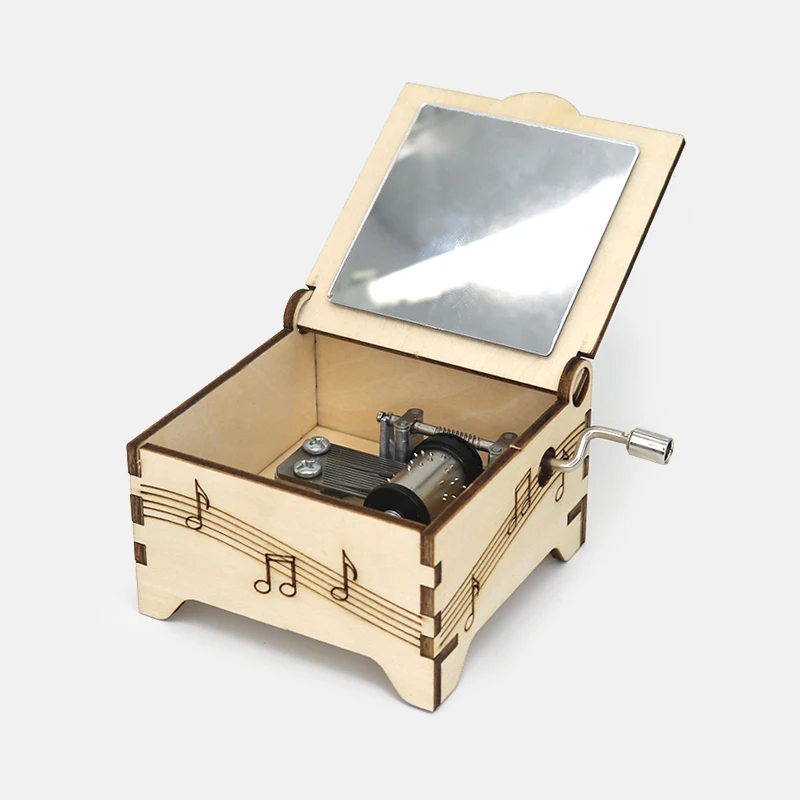 

DIY technology small production hand-held Music Box Hand creative music box flip with mirror children's assembly model