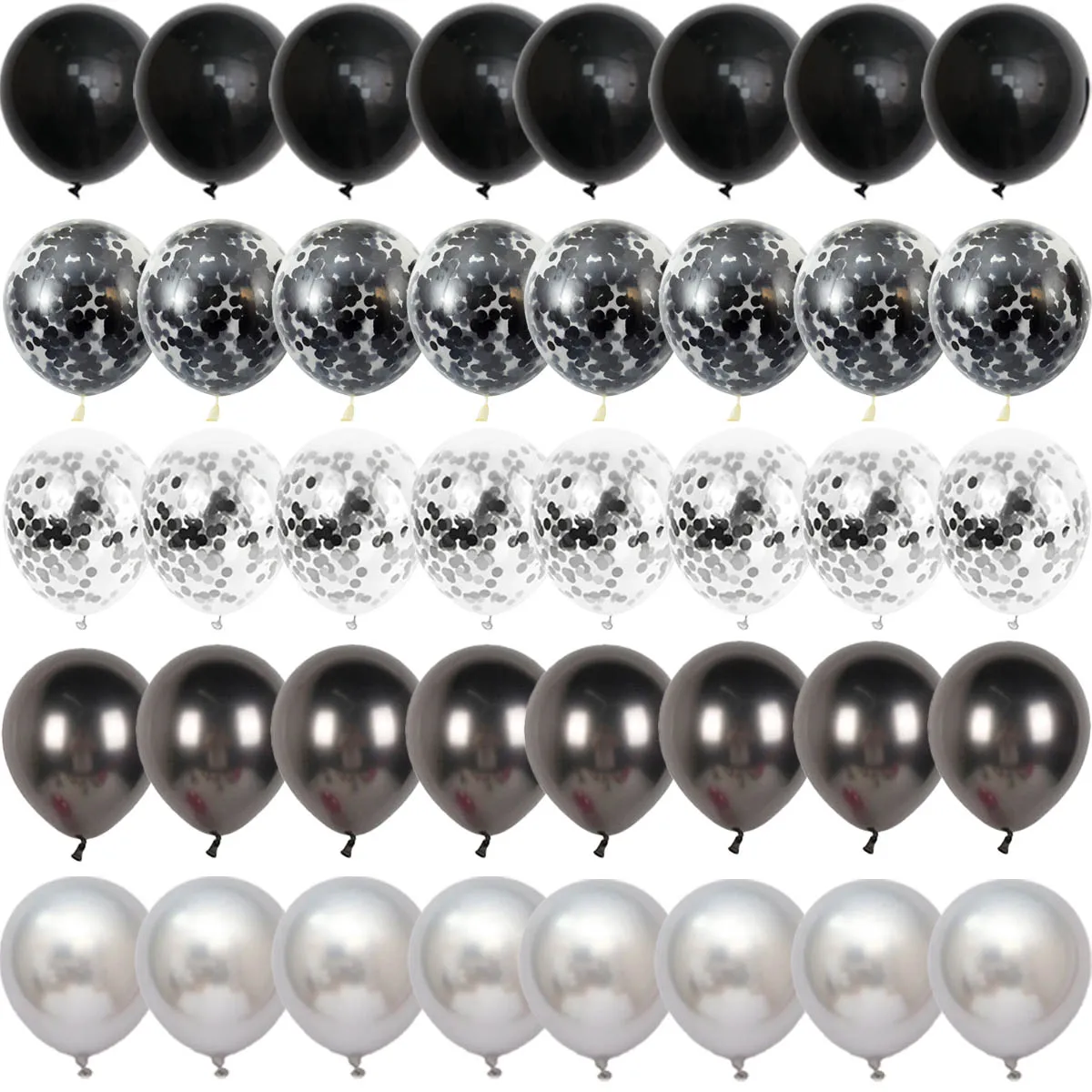 

Черные матовые латексные шары с конфетти 30, 40