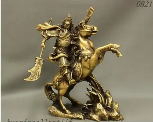 14-дюймовая китайская статуя дракона в стиле фэншуй Pure GuanGong Yu Warrior God Ride Horse