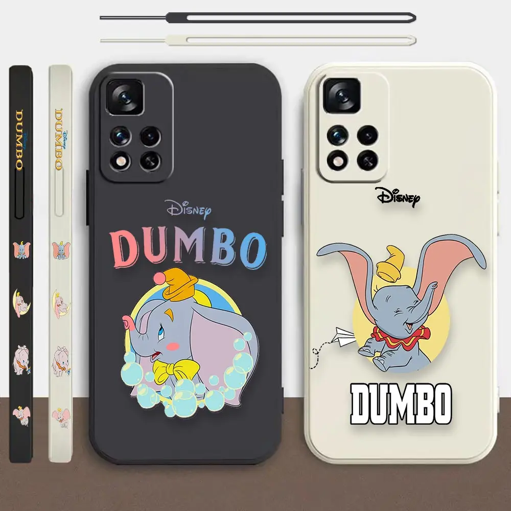 

Anime Cute Dumbo Phone Case For Redmi Note 12 11 11T 11R 11E 10 9 8 7 5G Liquid Silicone Left Rope Cover Funda Cqoue Shell Capa