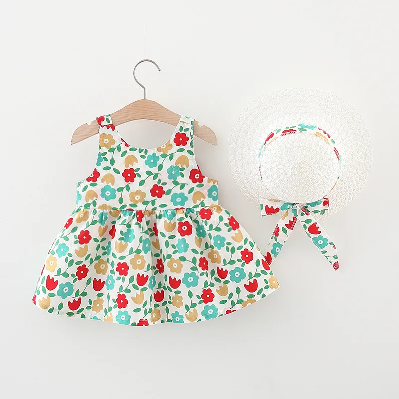 

New Baby Girls Sleeveless Flower Print Dresses Clothes Bowknot Kid Summer Princess Dress Children Party Ball Page