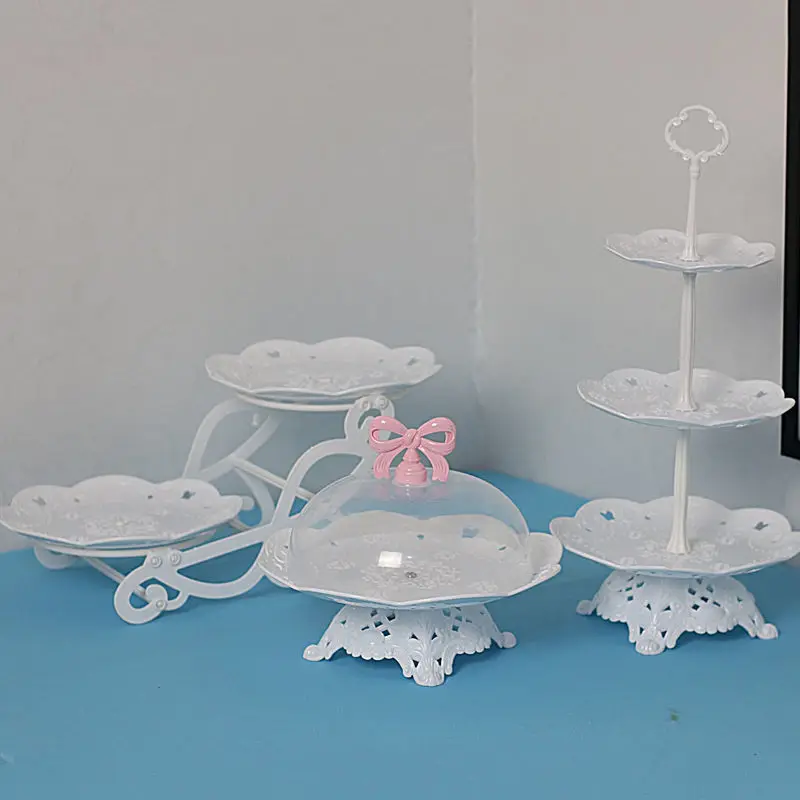 

New Cake Stand Dishes Cupcake Snacks Plates Plastic Candy Living Room Home 2/3-layer Fruit Plate Creative Modern Fruit Basket