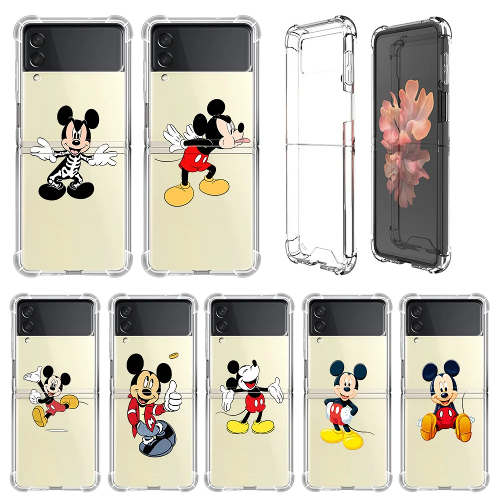

Cute Mickey Mouse Case For Samsung Galaxy Z Flip 3 5G Funda Z Flip3 Clear PC Hard Shockproof Back Phone Coque Shell Airbag