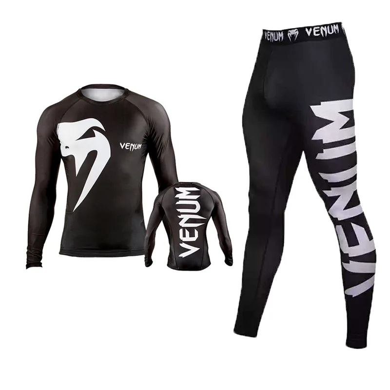 Boxing Two Piece Suit Tights Fight Fighting Training Sets Long Sleeved Sanda Tops and Fitness Trousers Muay Thai Quick Drying