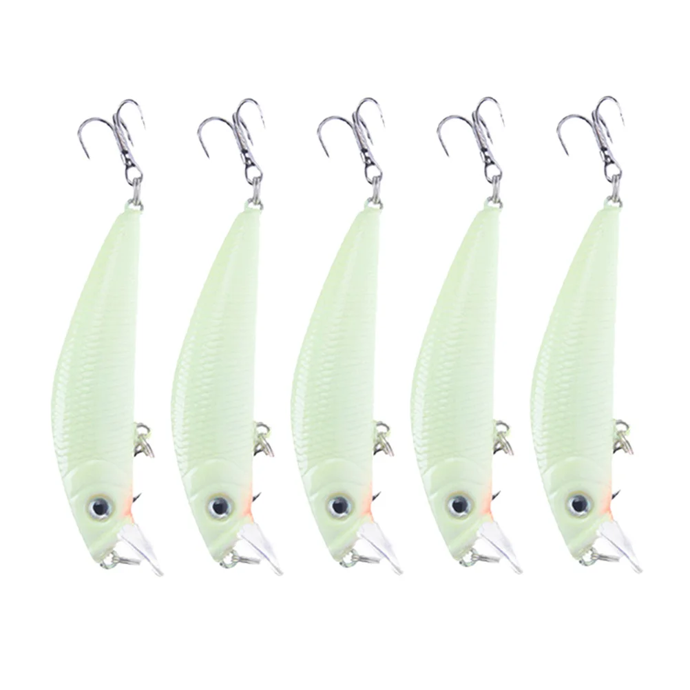 

Pack of 5 3D Night Fishing Lures Diving Wobblers Artificial Bait Lifelike Bass Lures Fishing Spoon Weedless Fishing Accessories