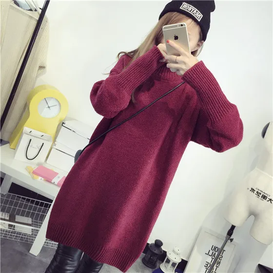 

Women's turtleneck sweater Mock Neck Pullovers Sweater High Quality Oversized Jumper Split Fall Winter Clothes Red Grey Green