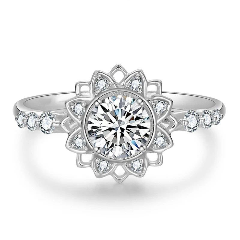 

2022 Chic Wedding Ring Women Fashion Small Fresh Crystal Flower Rings Romantic Girl Accessories Anniversary Gift Trend Jewelry