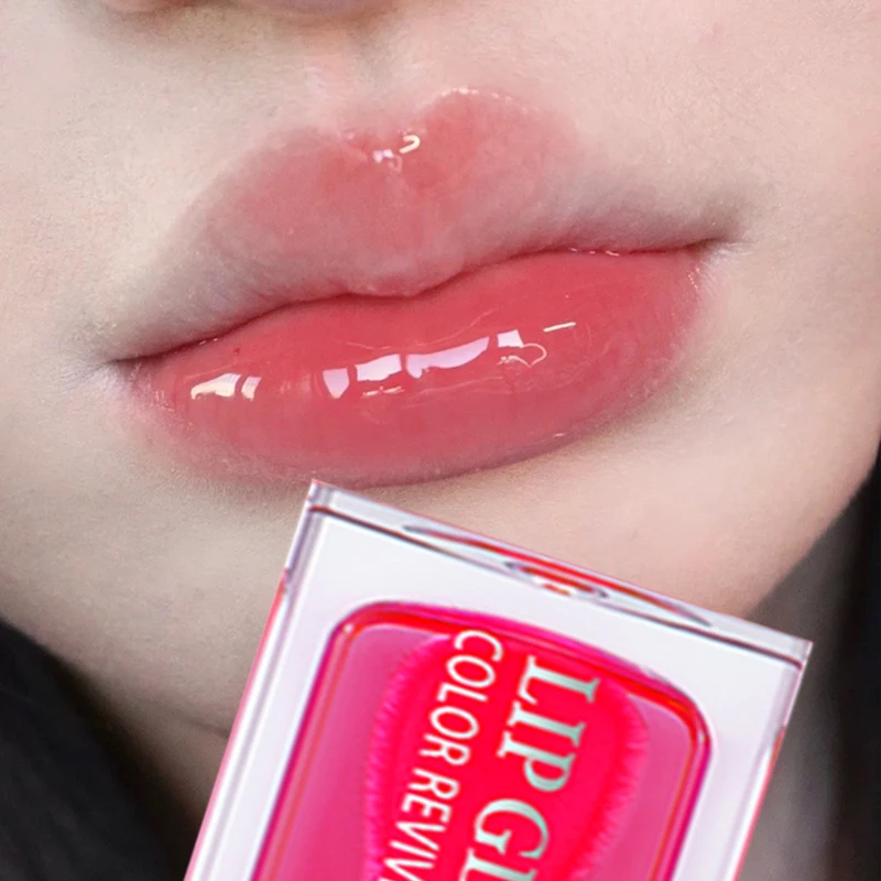 

6ml Clear Crystal Jelly Lasting Moisturizing Lip Oil Plumping Lip Gloss Sexy Plump Lip Glow Oil Tinted Lip Plumper Lips Makeup