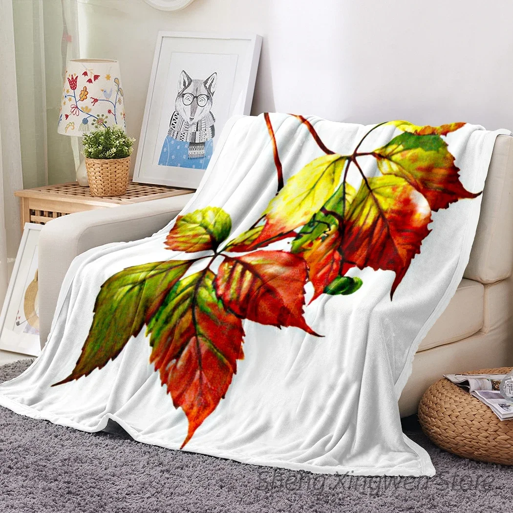 Фланелевое Одеяло в клетку буйвола мягкое покрывало виде листьев желудей тыкв
