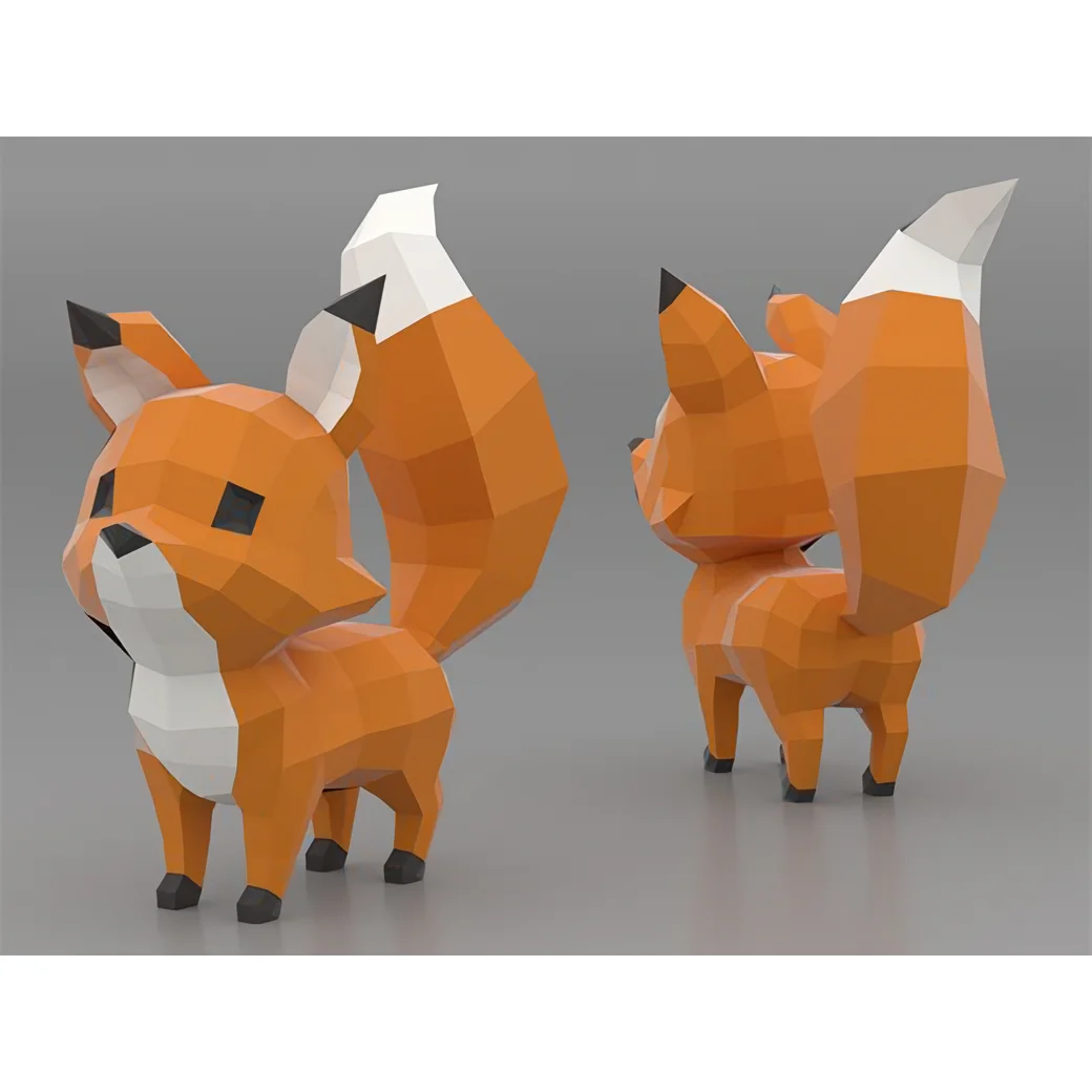 

Cute Fox Paper Model Origami 3d Animals Home Decor Room Papercraft Art Carving Gifts for Kids DIY Hand Made Toys