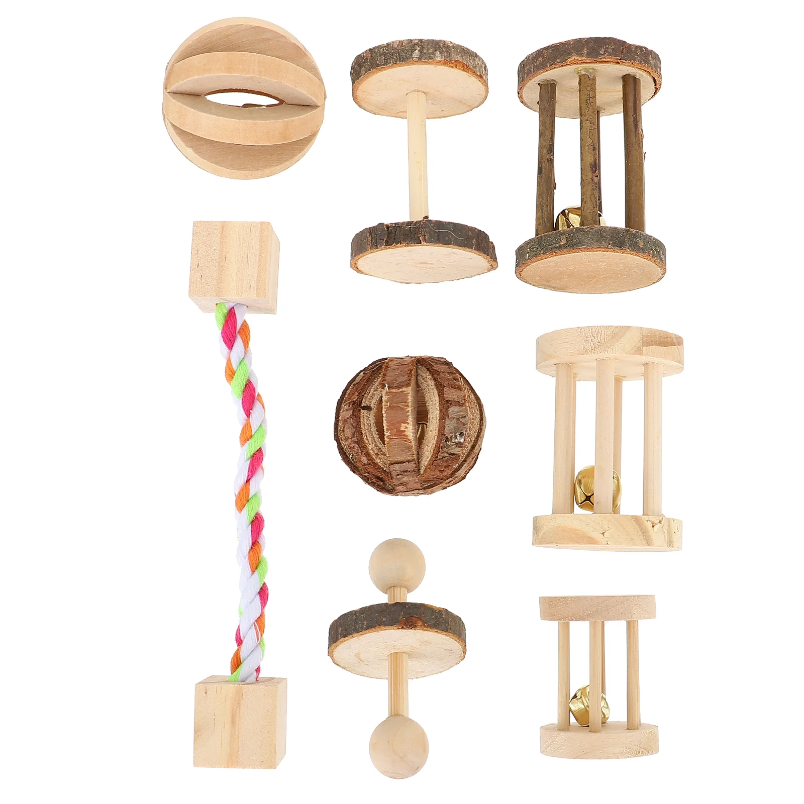 

8 PCS Small Animal Toys Hamster Teething Wooden Birds Chinchilla Grinding Pets Chewing Parrot