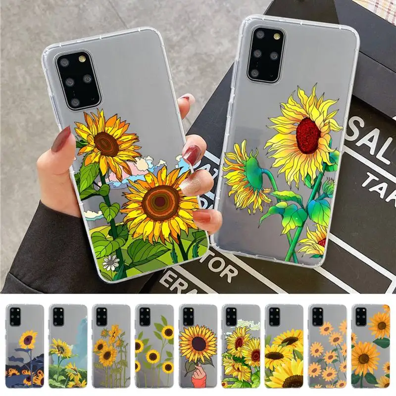 

Sun Flower Phone Case For Samsung S 20 21 22 23 for Redmi Note7 8 9 10 for Huawei P20 30 40 Clear Case