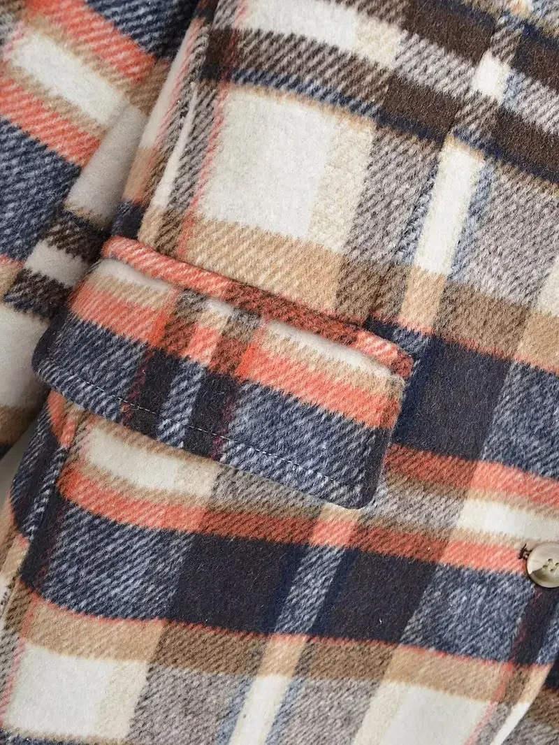 Женская осенняя шерстяная куртка в клетку миниатюрный ленивый топ европейском и