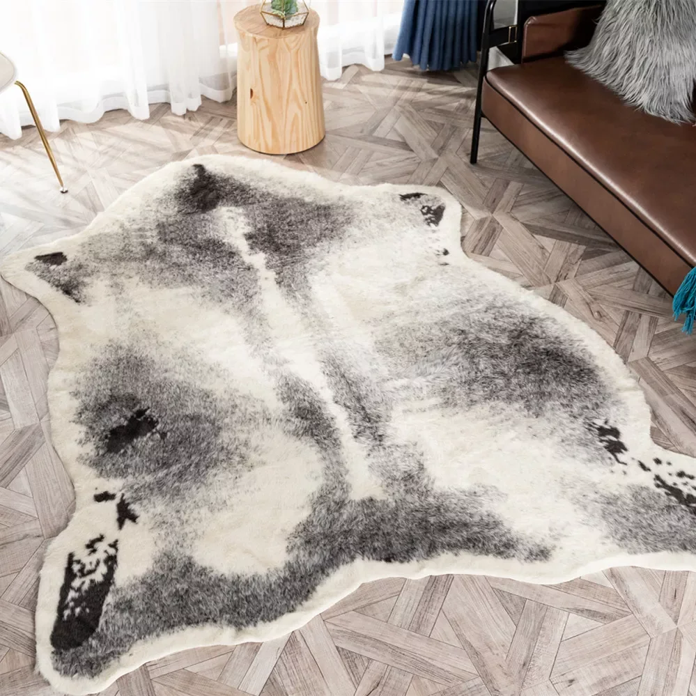 

large size 170x220cm cow Leopard Badger ZebraPrinted Cowhide faux skin leather NonSlip Antiskid Mat for living room